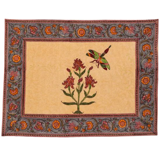 Dragonfly Floral Placemat - Mustard Yellow (Set of 2)